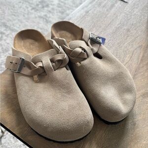 Birkenstock Taupe Suede Mules